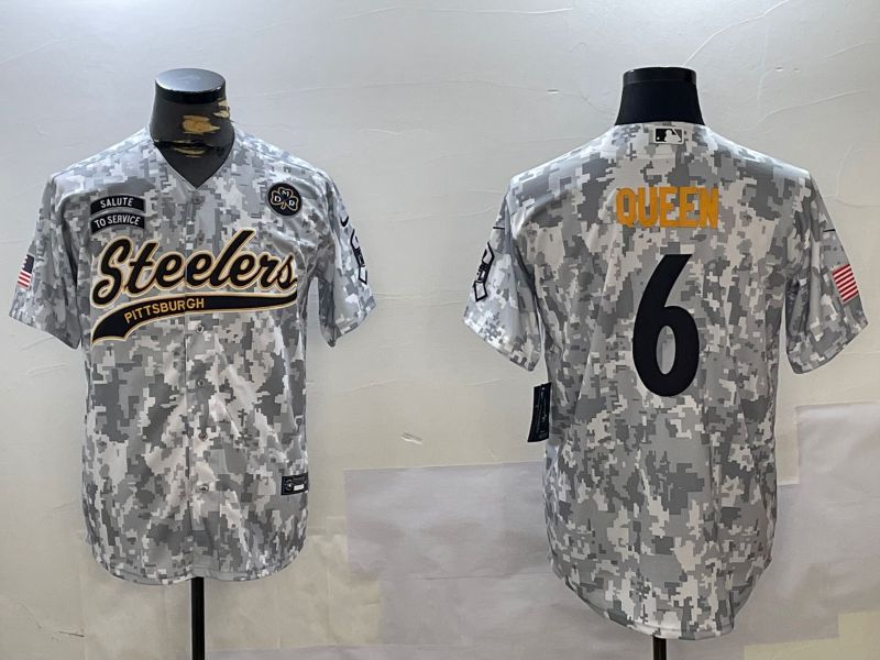 Men Pittsburgh Steelers 6 Queen Nike Arctic Camo 2024 Salute to Service Limited NFL Jersey style 3